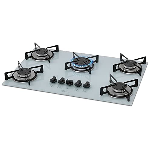 FISCHER COOKTOP À GÁS 5 BOCAS MESA VIDRO BRANCA BIVOLT...