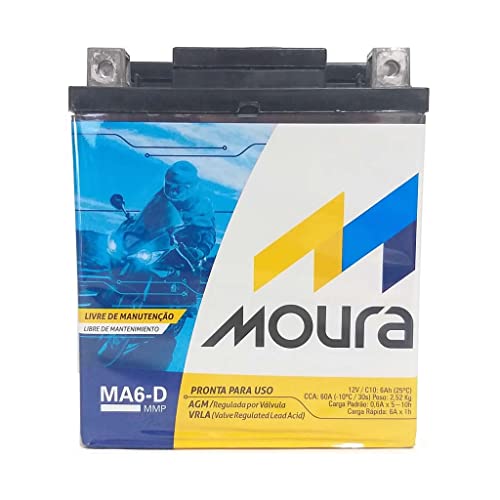 Bateria Moura AGM Vrla Para Motocicletas Ma6-D 12V 6Ah -...