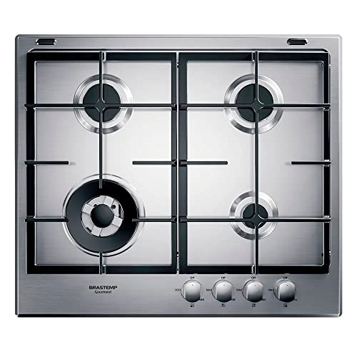 Cooktop 4 bocas Brastemp Gourmand Inox com duplachama e...